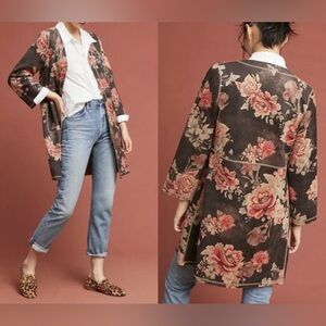 Monarc Floral Open Front Jacket! Size:L Color: Brown/Orange floral